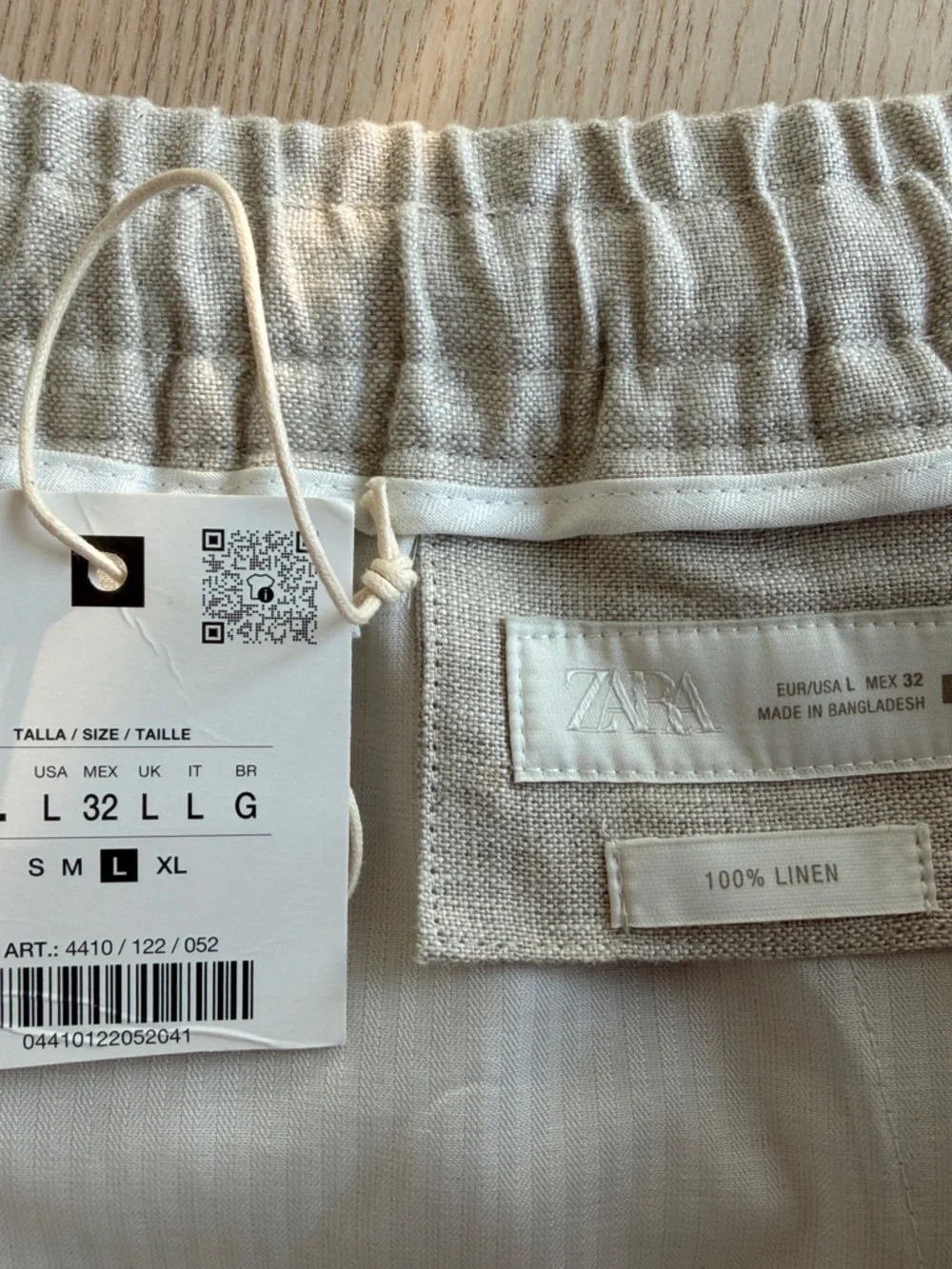 Zara 100% Linen Pants Light Beige - Large